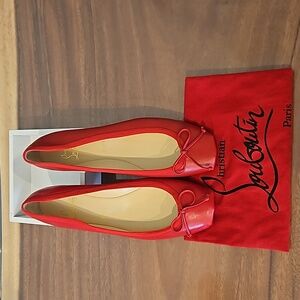 Christian Louboutin, red leather ballet flat. Size 40